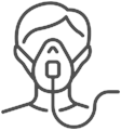 line drawing of a patient wearing an anesthesia mask